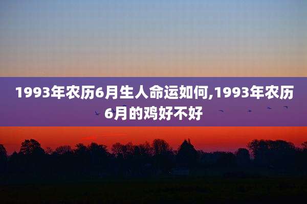 1993年农历6月生人命运如何,1993年农历6月的鸡好不好