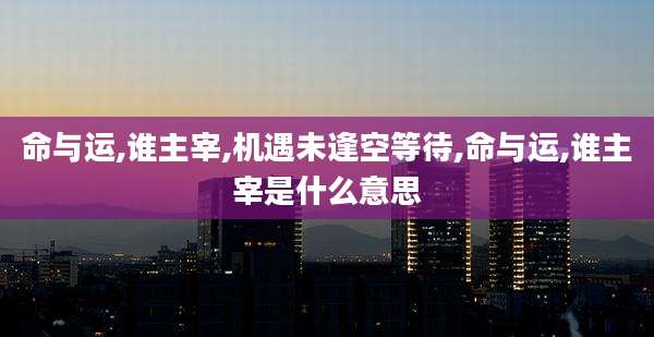命与运,谁主宰,机遇未逢空等待,命与运,谁主宰是什么意思