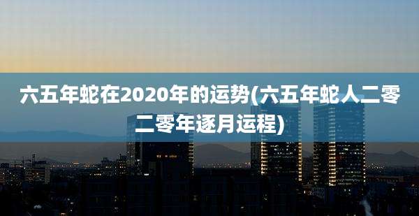 六五年蛇在2020年的运势(六五年蛇人二零二零年逐月运程)