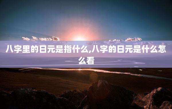 八字里的日元是指什么,八字的日元是什么怎么看