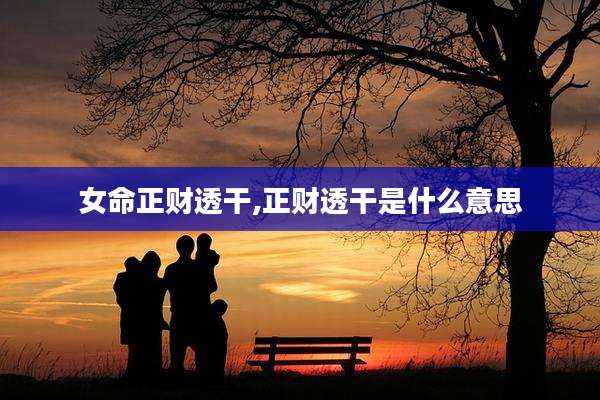 女命正财透干,正财透干是什么意思
