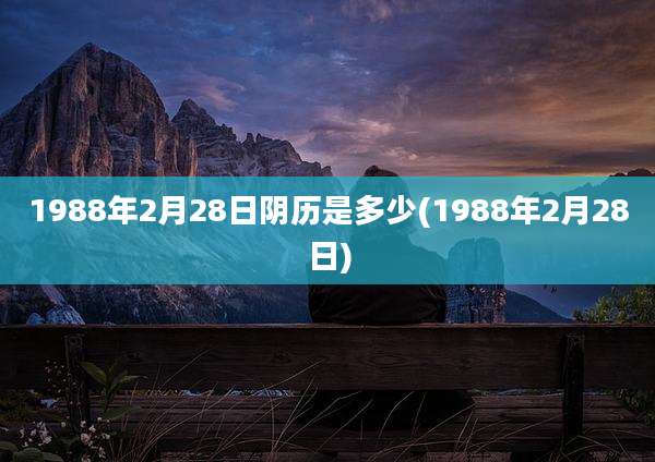 1988年2月28日阴历是多少(1988年2月28日)