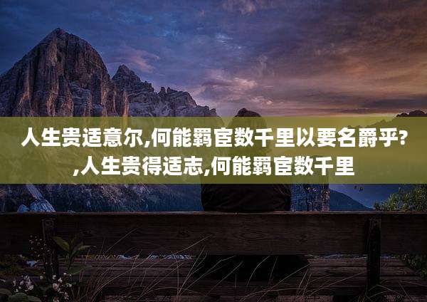 人生贵适意尔,何能羁宦数千里以要名爵乎?,人生贵得适志,何能羁宦数千里