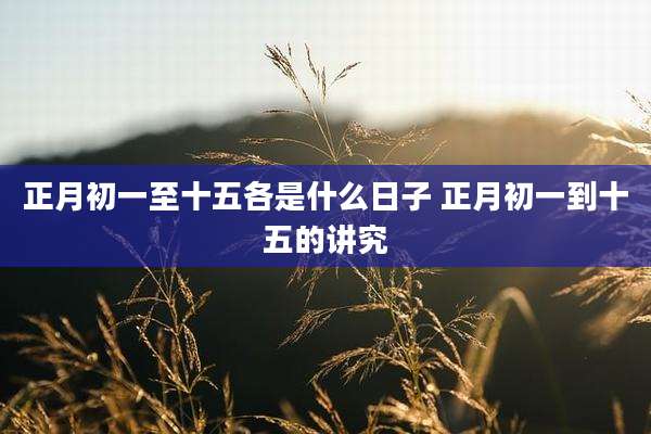 正月初一至十五各是什么日子 正月初一到十五的讲究