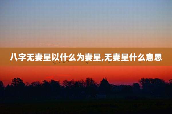 八字无妻星以什么为妻星,无妻星什么意思
