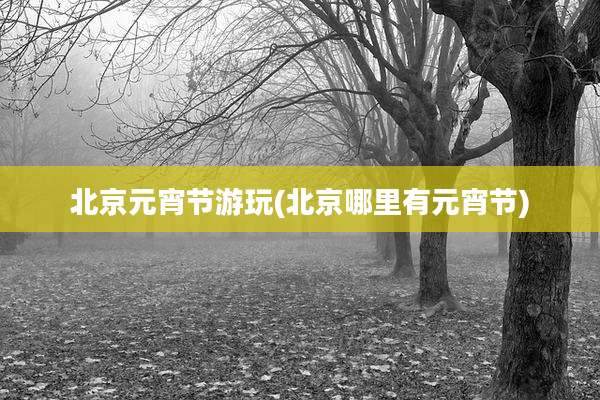 北京元宵节游玩(北京哪里有元宵节)