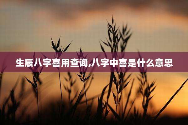 生辰八字喜用查询,八字中喜是什么意思