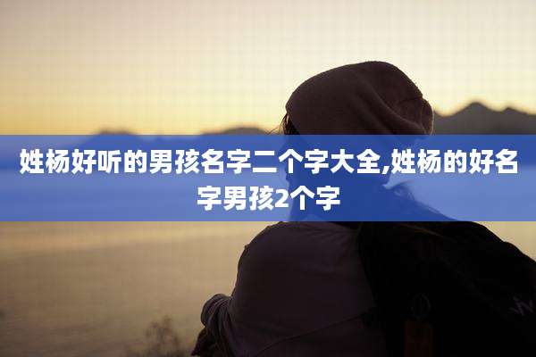 姓杨好听的男孩名字二个字大全,姓杨的好名字男孩2个字
