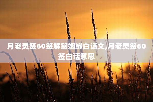 月老灵签60签解签姻缘白话文,月老灵签60签白话意思