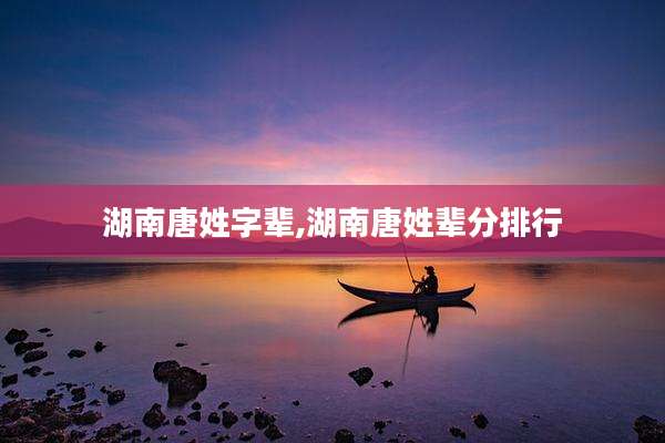 湖南唐姓字辈,湖南唐姓辈分排行