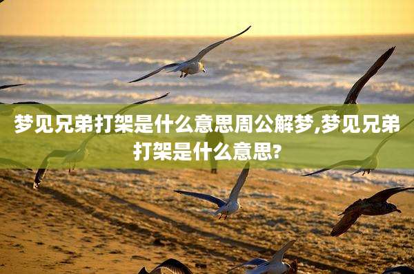 梦见兄弟打架是什么意思周公解梦,梦见兄弟打架是什么意思?