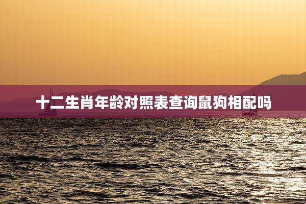 十二生肖年龄对照表查询鼠狗相配吗