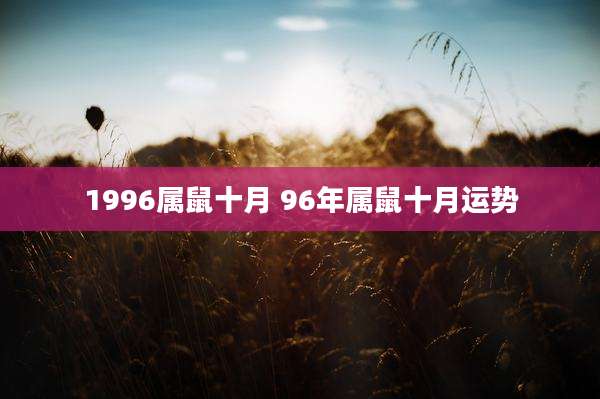 1996属鼠十月 96年属鼠十月运势