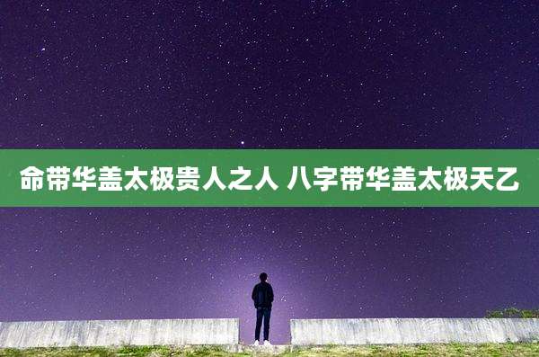 命带华盖太极贵人之人 八字带华盖太极天乙