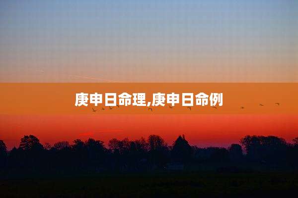 庚申日命理,庚申日命例