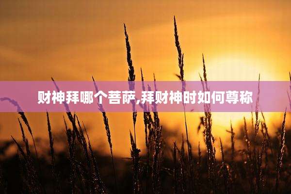 财神拜哪个菩萨,拜财神时如何尊称