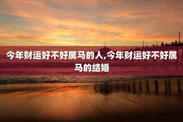 今年财运好不好属马的人,今年财运好不好属马的结婚