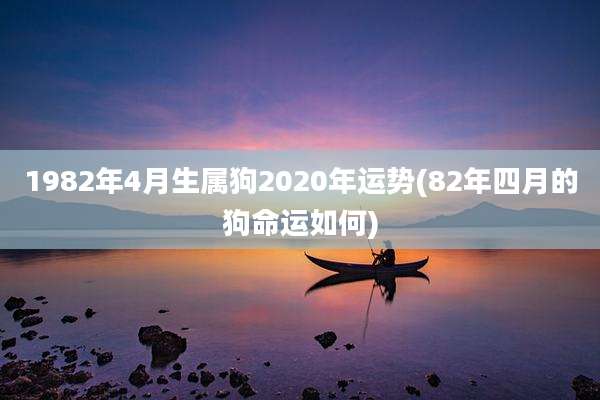 1982年4月生属狗2020年运势(82年四月的狗命运如何)