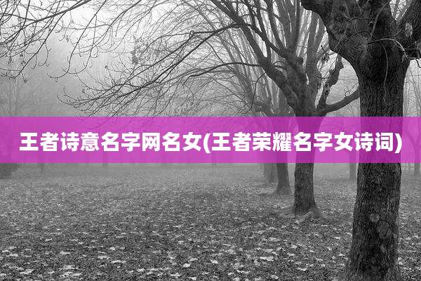 王者诗意名字网名女(王者荣耀名字女诗词)