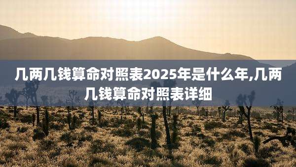 几两几钱算命对照表2025年是什么年,几两几钱算命对照表详细