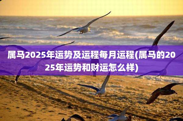 属马2025年运势及运程每月运程(属马的2025年运势和财运怎么样)