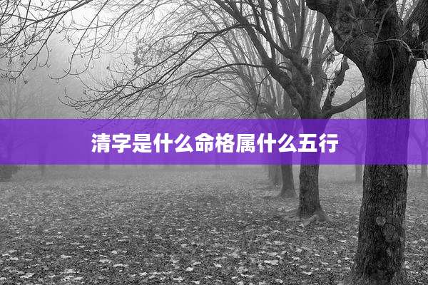 清字是什么命格属什么五行