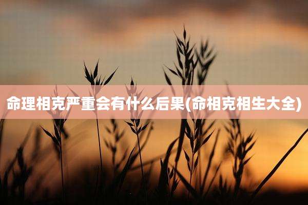 命理相克严重会有什么后果(命相克相生大全)