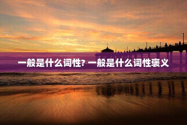 一般是什么词性? 一般是什么词性褒义