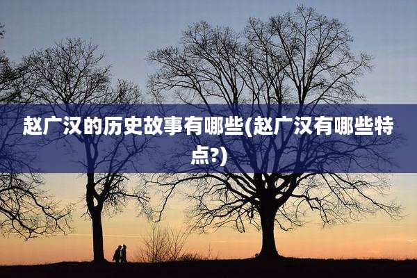 赵广汉的历史故事有哪些(赵广汉有哪些特点?)