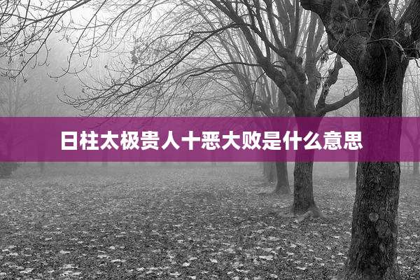 日柱太极贵人十恶大败是什么意思