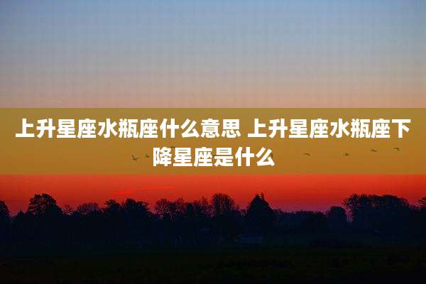上升星座水瓶座什么意思 上升星座水瓶座下降星座是什么