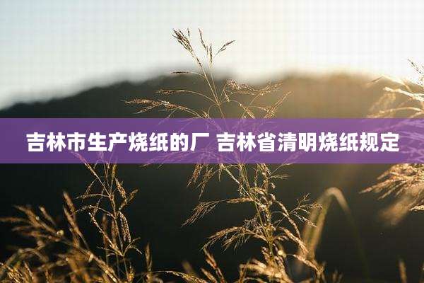 吉林市生产烧纸的厂 吉林省清明烧纸规定