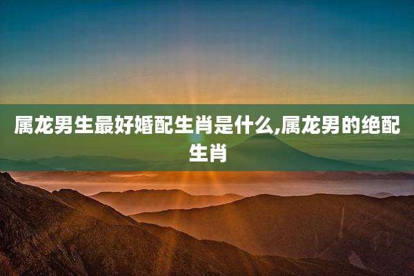属龙男生最好婚配生肖是什么,属龙男的绝配生肖