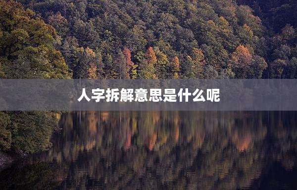 人字拆解意思是什么呢