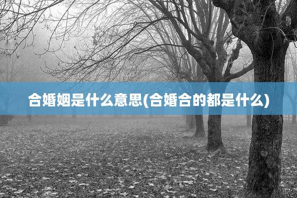 合婚姻是什么意思(合婚合的都是什么)