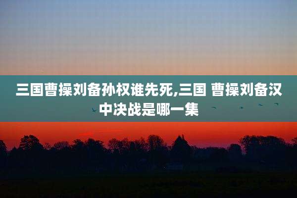 三国曹操刘备孙权谁先死,三国 曹操刘备汉中决战是哪一集