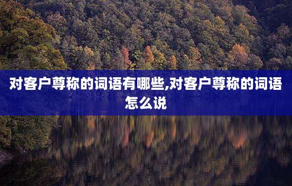 对客户尊称的词语有哪些,对客户尊称的词语怎么说