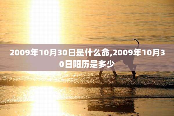 2009年10月30日是什么命,2009年10月30日阳历是多少