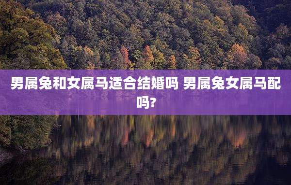 男属兔和女属马适合结婚吗 男属兔女属马配吗?