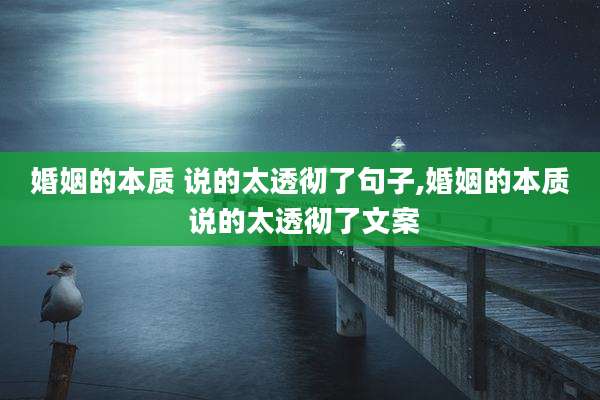 婚姻的本质 说的太透彻了句子,婚姻的本质 说的太透彻了文案