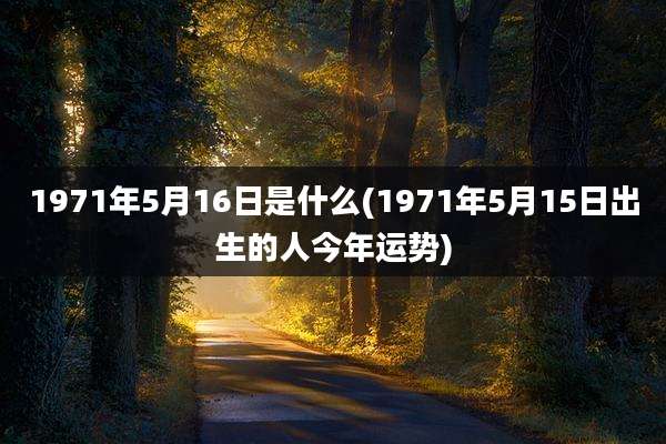 1971年5月16日是什么(1971年5月15日出生的人今年运势)