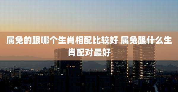 属兔的跟哪个生肖相配比较好 属兔跟什么生肖配对最好