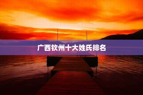 广西钦州十大姓氏排名