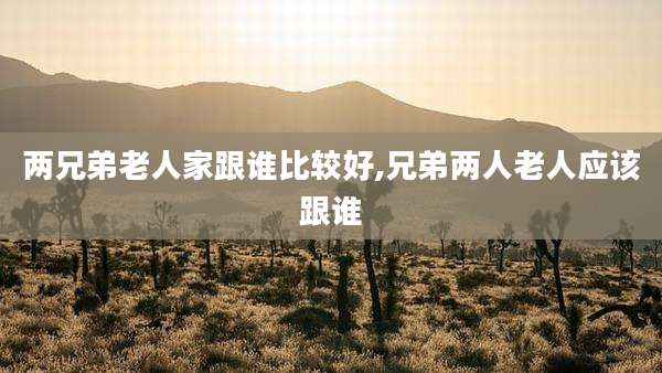 两兄弟老人家跟谁比较好,兄弟两人老人应该跟谁