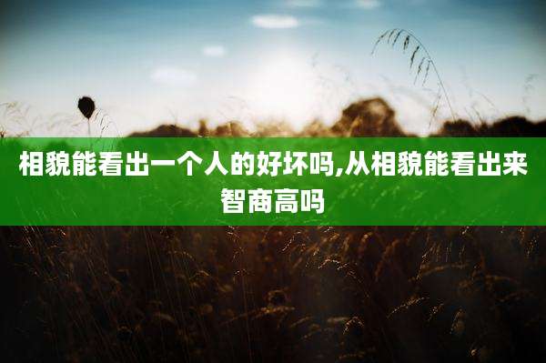相貌能看出一个人的好坏吗,从相貌能看出来智商高吗