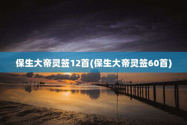 保生大帝灵签12首(保生大帝灵签60首)