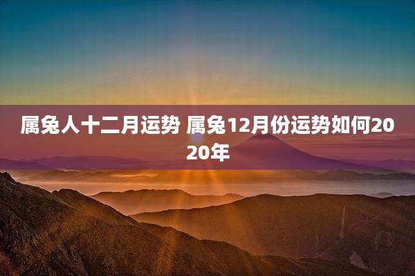 属兔人十二月运势 属兔12月份运势如何2020年