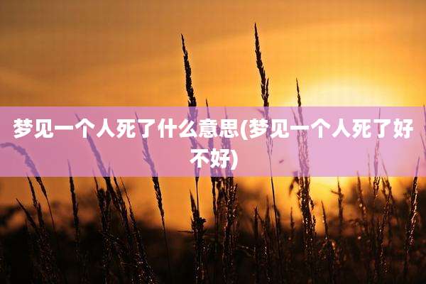 梦见一个人死了什么意思(梦见一个人死了好不好)