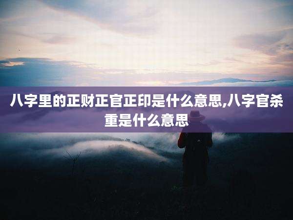 八字里的正财正官正印是什么意思,八字官杀重是什么意思