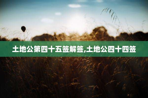 土地公第四十五签解签,土地公四十四签